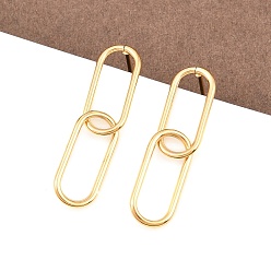 Настоящее золото 18K Овальные 316 из нержавеющей стали мотаться серьги стержня, с 304 берушами из нержавеющей стали и 316 штифтами из нержавеющей стали, ионное покрытие (ip), реальный 18 k позолоченный, 31~31.5x7.5 мм