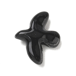 Noir Perles en porcelaine manuelles, colombe de la paix, porcelaine émaillée lumineux, noir, 17~17.5x13.5~14x4.5~5mm, Trou: 1.6~1.8mm