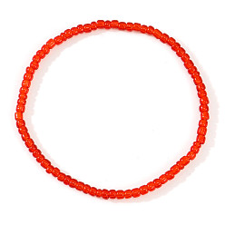 Красный Стеклянный бисер стрейч браслеты, Браслеты дружбы для женщин, которые можно носить в несколько рядов., круглые, красные, 6.89 дюйм (17.5 см)