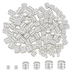 Серебро 120 шт 3 стили латунные бусины, Рифленые бусины, колонка, серебряные, 2.5~6x2.5~5.5 мм, отверстие : 1.6~4.5 мм, 40 шт / стиль