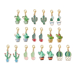 (52) Непрозрачная лаванда 20 шт 10 стили кактус сплав эмаль подвеска украшения, Подвески с застежками-когтями омара для украшения сумок, разноцветные, 36~41.5 мм, 2 шт / стиль