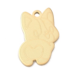 Oro 304 colgantes de acero inoxidable, encantos de perro Corgi, Pulido, revestimiento de iones (ip), dorado, 22x16x1.5 mm, agujero: 1.9 mm