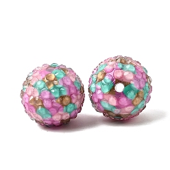 Разноцветный Непрозрачные акриловые и смоляные бусины со стразами, круглые, красочный, 20x18~18.5 мм, отверстие : 2.5 мм