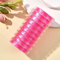 Темно-Розовый 10 рулоны плоские эластичные кристаллы струны набор, эластичная нить для бисера, для изготовления эластичного браслета, темно-розовыми, 0.5 мм, около 10 ярдов (9.14 м) / рулон