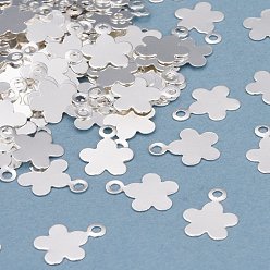 Посеребрённый Латунь прелести, цветок, 925 серебро покрытием, 9.5x7x0.5 мм, отверстие : 1.2 мм