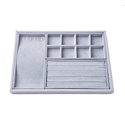 Светлый Стально-синий Съемный бархатный органайзер для украшений, подносы для сережек, ожерелий, колец, светло-стальной синий, 24.2x35.1x3.05 см