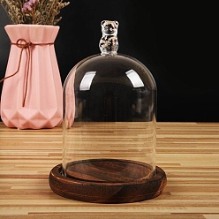 Кокосово-Коричневый Купол из прозрачного стекла в форме медведя, декоративная витрина, колокол баночка террариум с деревянной основой, кокосового коричневый, 90x150 мм