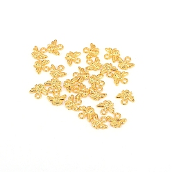 Golden Alloy Charms, Bees, Golden, 9.5x11x2mm, Hole: 1.6mm