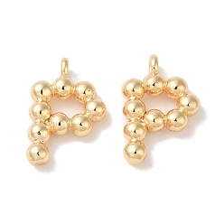 Настоящее золото 18K Латунные подвески, без кадмия, без никеля и без свинца, письмо амулеты, реальный 18 k позолоченный, 13x8x2 мм, отверстие : 1 мм