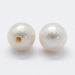 Floral Blanca Perlas naturales perlas de agua dulce cultivadas, medio-perforado, rondo, blanco floral, 4.5~5 mm, agujero: 0.8 mm