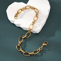 Золотой Ионное покрытие (ip) 304 браслет из нержавеющей стали с бантом и овальным звеном для женщин, золотые, 7-1/2 дюйм (19.1 см)