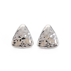 Platinum Rack Plating Alloy Beads, Cadmium Free & Nickel Free & Lead Free, Large Hole Beads, Triangle, Platinum, 15.5x14x11mm, Hole: 4mm