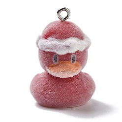 Темно-Красный Подвески из смолы, с железной платиной петлей, прелести утки, темно-красный, 29x19.5x22 мм, отверстие : 2 мм