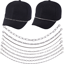 Нержавеющая Сталь Цвет 8 шт. 8 стили 304 цепочка для бейсболки из нержавеющей стали, цвет нержавеющей стали, 280~290 мм, 1 шт / стиль
