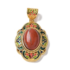 Красный Камень Подвески из натуральной красной яшмы, латунные разноцветные эмалевые подвески, реальный 18 k позолоченный, стойки покрытие, долговечный, без свинца и без кадмия, 33x26x12.5 мм, отверстие : 5x7 мм