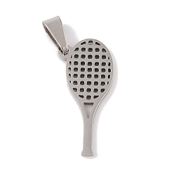 Другие Не тускнеющие 201 подвески из нержавеющей стали, цвет нержавеющей стали, ракетка, 25x11x1.5 мм, отверстие : 4x7 мм