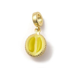 Настоящее золото 16K Латунные желтые эмалевые европейские подвески-шармы из дуриана, Фрукты подвески с большими отверстиями, без кадмия и без свинца, реальный 16 k позолоченный, 26.5 мм, отверстие : 5 мм