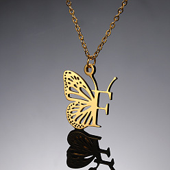 Letter F 304 ожерелья с подвеской в виде бабочки из нержавеющей стали, золотые, Буква F, 15.75 дюйм (40 см)