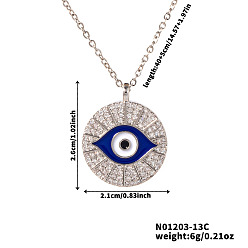 Платина Ожерелья с подвесками от сглаза из богемской латуни с микропаве из прозрачных кубических цирконий и синей эмали, платина, 15.75 дюйм (40 см)