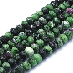 Ruby in Zoisite Natural Ruby in Zoisite Beads Strands, Faceted, Rondelle, 9~10x6.5~7mm, Hole: 1.2mm, about 58pcs/Strand, 15.35 inch(39cm)