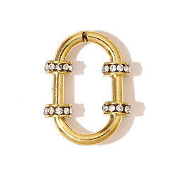 Настоящее золото 18K 304 соединительные кольца из горного хрусталя из нержавеющей стали, овальные амулеты, ионное покрытие (ip), реальный 18 k позолоченный, 19x14 мм