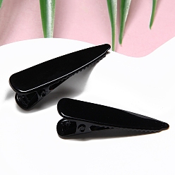 Черный Заколки для волос из кожи аллигатора цвета макарон, аксессуары для волос для девочек женщин, слеза, чёрные, 40x14 мм