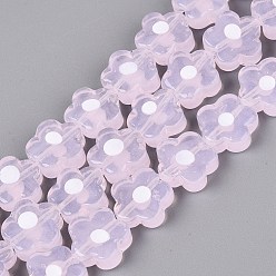 Pink Бусы лэмпворк ручной работы, цветок, розовые, 13.5~14.5x14.5~15.5x6~7 мм, отверстие : 1~1.4 мм, около 20 шт / нитка, 10.83~11.02 дюйм (27.5~28 см)