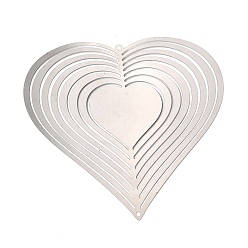 Нержавеющая Сталь Цвет Сердце 201 нержавеющая сталь 3 вращающийся подвесной ветряной вертушка, для украшения сада внутри и снаружи помещения, не тускнеет, цвет нержавеющей стали, 92x100x0.3 мм, отверстие : 2 мм