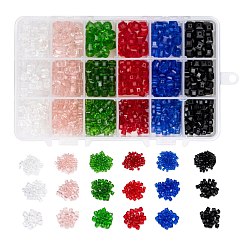 Mixed Color Transparent Glass Beads, Faceted, Cube, Mixed Color, 4x4x4mm, 6x6x6mm, 8x8x8mm, 750pcs/box