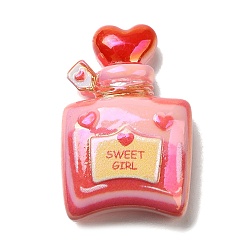 Бледно-фиолетовый Красный Кабошоны из непрозрачной смолы с гальванопокрытием, Флакон духов, бледно-фиолетовый красный, 31.5x21x8.5 мм