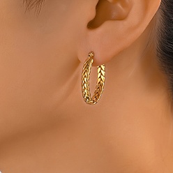 Золотой 201 модные серьги-кольца из нержавеющей стали неправильной геометрической формы для женщин, овальные, золотые, 26x18 мм