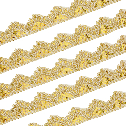 Or 10 mètres de bordure en dentelle florale ondulée en polyamide scintillant, avec des paillettes en plastique, or, 1-5/8 pouces (40 mm), environ 10.00 yards (9.14m)/rouleau