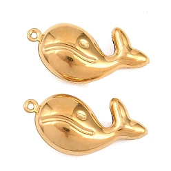 Золотой 304 подвески из нержавеющей стали, прелести кита, золотые, 26x12.5x7 мм, отверстие : 1 мм
