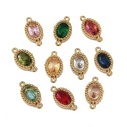 (52) Непрозрачная лаванда Ионное покрытие (ip) 304 овальные звенья из нержавеющей стали с кубическим цирконием, подвески-подвески, реальный 18 k позолоченный, разноцветные, 12.5x6.5x2.5 мм, отверстие : 0.8 мм