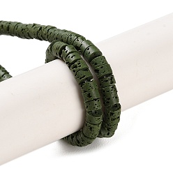 Темно-оливково-зеленый Нити синтетических бусин, окрашенных в лавовый камень, диск, Heishi бусы, темно-оливковый зеленый, 4x2~2.5 мм, отверстие : 0.7 мм, около 152 шт / нитка, 15.12'' (38.4 см)