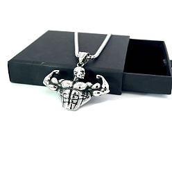 Нержавеющая Сталь Цвет Мужские ожерелья с подвеской для мышц рук из нержавеющей стали, цвет нержавеющей стали