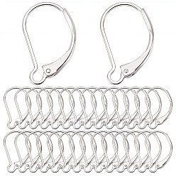 Посеребрённый 40 шт. латунные серьги с рычагом, 925 серебро покрытием, 15.5x10x1.5 мм, штифты : 0.7 мм