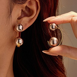 Круглые 304 двухцветные серьги-гвоздики из нержавеющей стали, реальный 18 k позолоченный и цвет нержавеющей стали, круглые, 36.5x13.5 мм