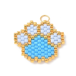 Темно-Голубой Подвески ручной работы из стеклянных бусин в виде отпечатков лап, с золотыми 304 кольцами из нержавеющей стали, глубокое синее небо, 18.5x20x2 мм, отверстие : 3 мм