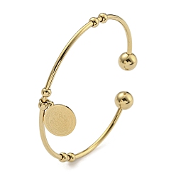Золотой Вакуумное покрытие pvd 202 браслеты-манжеты с подвесками в виде диска из нержавеющей стали для женщин, золотые, внутренний диаметр: 1-7/8x2-1/4 дюйм (4.8x5.8 см), 2~8 мм