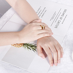 Золотой Римские цифры 304 кольца из нержавеющей стали, хрустальных страз и натуральных ракушек, золотые, размер США 8 (18.1 мм)