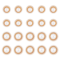 Light Gold 20шт 2 стиль АБС пластик имитация жемчуга ножка пуговицы, со сплавочной фурнитурой, 1-луночное, цветок, золотой свет, 15~17.5x10.5 мм, отверстие : 2~2.4 мм, 10 шт / стиль