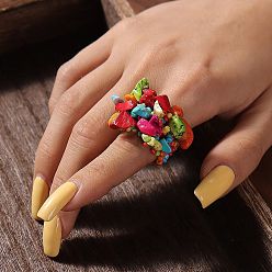 Синтетическая Бирюза Кольца с синтетической бирюзовой крошкой, внутренний диаметр: 20 мм