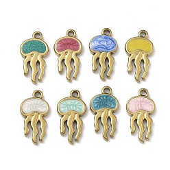 (52) Непрозрачная лаванда 304 нержавеющей стальной эмали подвески, медузы прелести, золотые, разноцветные, 16x8x2 мм, отверстие : 1.2 мм