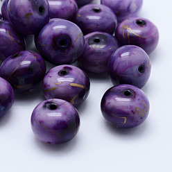 Mauve Drawbench Acrylic Beads, Spray Painted, Drum, Mauve, 14x11mm, Hole: 1.5mm, about 380pcs/500g