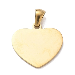 Real 18K Gold Plated 304 Stainless Steel Pendants, Heart Charms, Stamping Blank Tag, Ion Plating(IP), Real 18K Gold Plated, 19x20x1.5mm, Hole: 5x3mm
