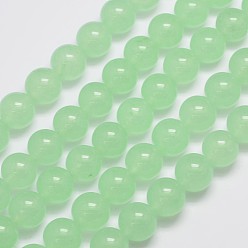Светло-зеленый Натуральные и крашеные нити шарик Malaysia нефрита, круглые, светло-зеленый, 12 мм, отверстие : 1.0 мм, около 31 шт / нитка, 15 дюйм