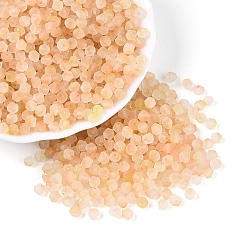 Персиковый Слойка Бусины из матового стекла, круглое отверстие, двухконусные, с золотой порошок, розовые, 4.5x3.5~4 мм, отверстие : 1.1 мм, Около 6428 шт / фунт