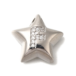 Letter F Стойка металлическая латунная микропрофилированная кубическая циркония подвески, долговечный, без кадмия и без свинца, буквы, платина, Буква F, 15.5x16.5x5.5 мм, отверстие : 3 мм