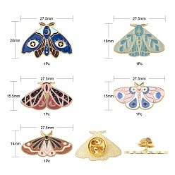Mixed Color 5Pcs 5 Style Alloy Enamel Brooches, Enamel Pin, with Butterfly Clutches, Butterfly, Golden, Mixed Color, 14~20x27.5x9.5mm, Pin: 1mm, 1pc/style